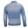 Denim and Duds Men’s Blue Distressed Denim Jacket with Chest Pockets