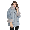 Denim and Duds Women’s Blue Denim Jacket with Fur Collar and Cuffs