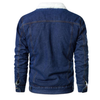 Denim and Duds Men’s Blue Denim Jacket with Fur Collar and Inner Fur