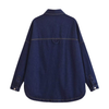 Denim and Duds Women’s Blue Oversized Denim Jacket with Lapel Collar and Patch Pockets