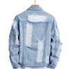 Denim and Duds Men’s Blue Distressed Denim Jacket with Ripped Detail