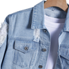 Denim and Duds Men’s Blue Distressed Denim Jacket with Ripped Detail